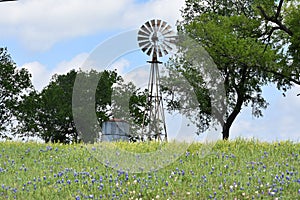 Windmill at the top of a hill in South Texas