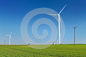 Windmill turbine. Wind energy power