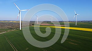 Windmill turbines farm generate electricity.