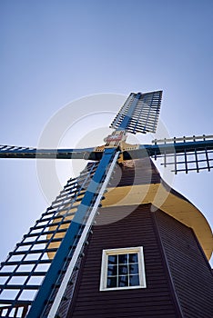 Windmill viewed close from bottom to top