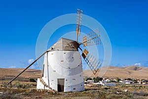 Windmill in the village of Llanos de la Conception on the island of Fuerteventura