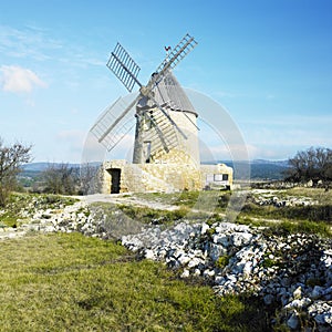 windmill, Villeneuve Minervois, France photo