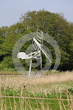 Windmill Water Pump, Upton Marsh, Upton Great Broad, Norfolk Broads, Upton, near Acle, Norfolk, England, UK