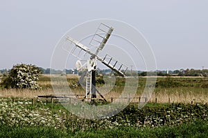 Windmill Water Pump, Upton Marsh, Upton Great Broad, Norfolk Broads, Upton, near Acle, Norfolk, England, UK