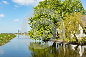 Windmill on the water in Rijpwetering.