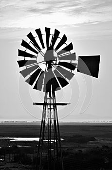 Windmill Waterpump in black and white photo