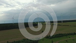 Windmill wind power technoligy aerial drone view