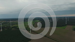 Windmill wind power technoligy aerial drone view