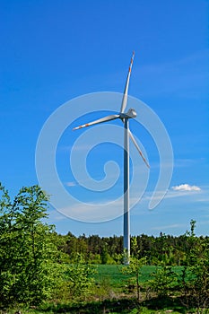 windmill wind turbines in field, power generator electric pylon wind turbine