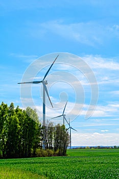 windmill wind turbines in field, power generator electric pylon wind turbine