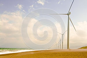 Windmills along the beach