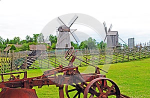 Windmills in Angla museum, Saaremaa island, Estonia photo