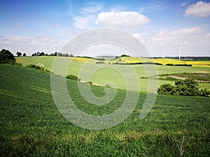 Windmills. Artistic look in vintage vivid colours.