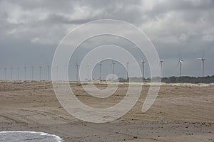 Windmills on the beach near Atins, Brazil