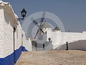 Windmills in Campo de Criptana view from street