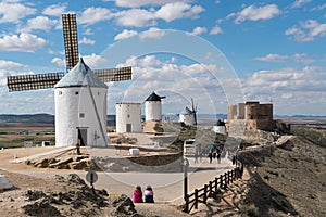 Windmills with castle, Consuegra, Castile-La Mancha, Spain