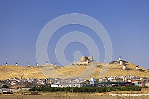 windmills and castle of Consuegra, Castilla La Mancha, Spain photo