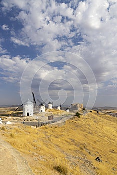 windmills and castle of Consuegra, Castilla La Mancha, Spain