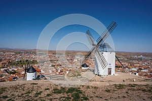 Windmills and Consuegra City view - Consuegra, Castilla-La Mancha, Spain
