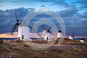 Windmills of Consuegra on sunset, Spain