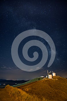 Windmills of Consuegra under Milky Way - La Mancha, Spain