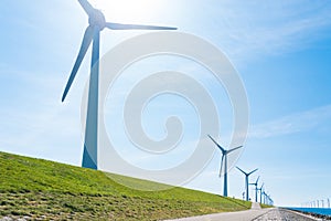 Windmills on dike