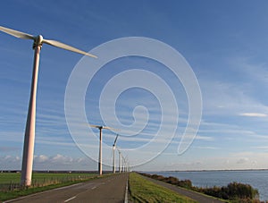 Windmills in Dutch landscape