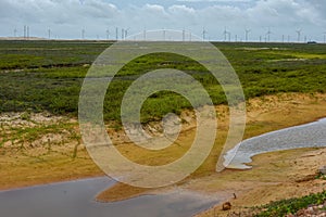 Windmills on a field near Atins, Brazil