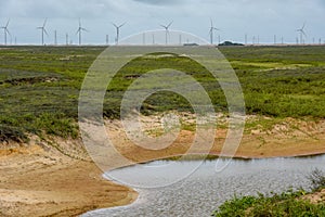 Windmills on a field near Atins, Brazil