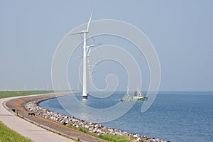 Windmills and fishery ship