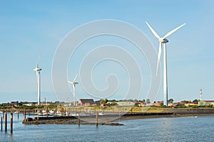 Windmills and harbor Borkum