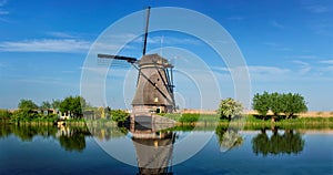 Windmills at Kinderdijk in Holland. Netherlands