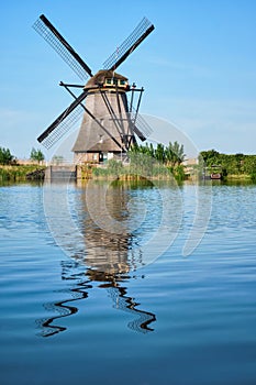 Windmills at Kinderdijk in Holland. Netherlands