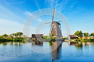 Windmills at Kinderdijk in Holland. Netherlands