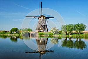 Windmills at Kinderdijk in Holland. Netherlands