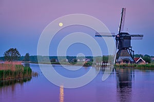 Windmills at Kinderdijk in Holland. Netherlands