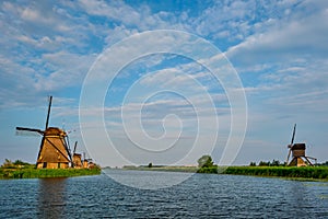 Windmills at Kinderdijk in Holland. Netherlands