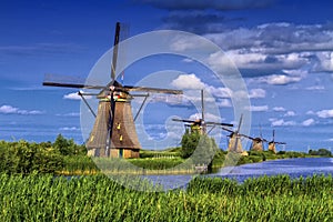 Windmills in Kinderdijk, Holland, Netherlands