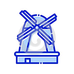 Windmills, Kinderdijk, Holland, Netherlands fully editable vector icons