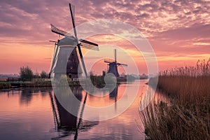 Windmills in Landscape Ai photo