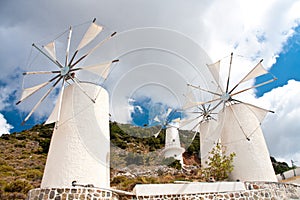 Windmills on Lasithi Plateau, Crete Greece