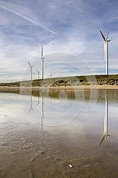 Windmills on the Maasvlakte beach photo