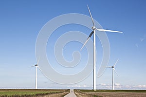 Windmills near the along the dutch Waddenzee