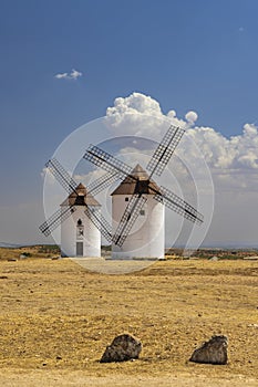 Windmills near Mota del Cuervo, Toledo, Castilla La Mancha, Spain photo