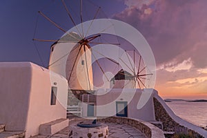 Windmills near Mykonos town, greece, landscape, mykonos