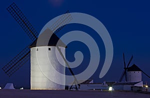 windmills at night, Campo de Criptana, Castile-La Mancha, Spain