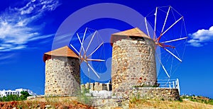 Windmills of Patmos island