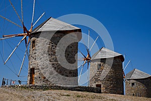 Windmills on Patmos island, Greece