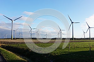 Windmills power plant in rural landscape, Germany