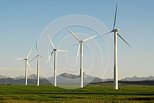 Windmills on prairie